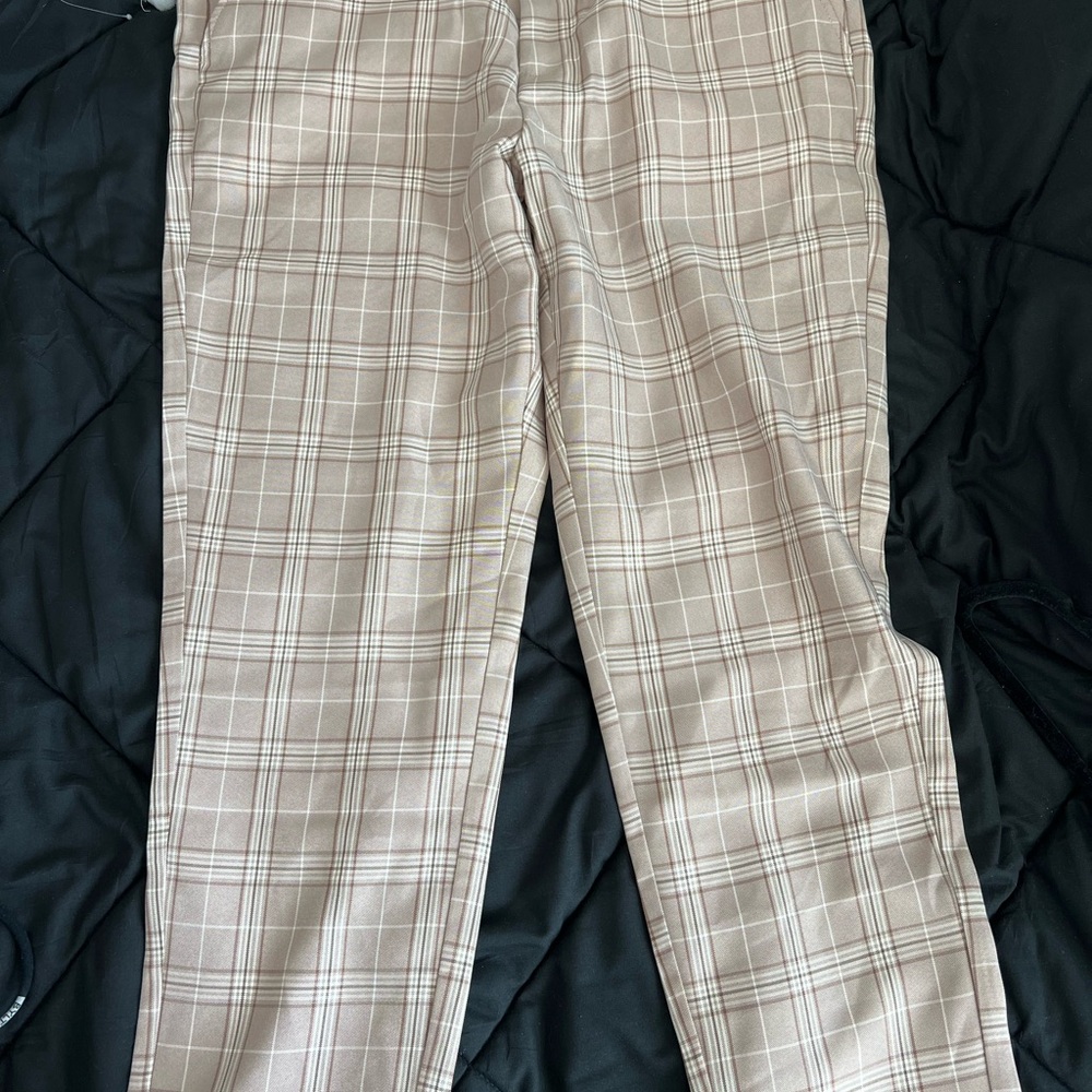 SHEIN Men's Beige Plaid Dress Pants